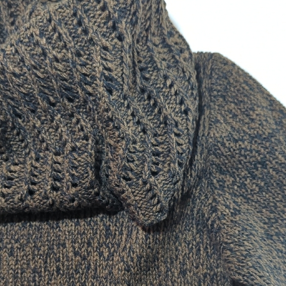 Cozy Chunky Neck Brown Knit Turtleneck Sweater Earthy Boho - Picture 2 of 8